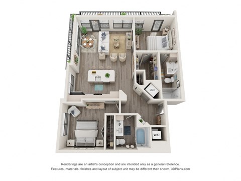 2 bed 2 bath floor plan Z1 at Elevate Apartments, Wisconsin